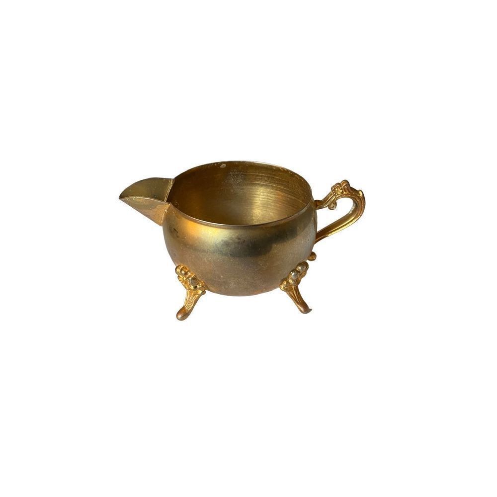 Vintage, small, brass pitcher floral, detail, 2 1/2 x 5 - Picture 3 of 5